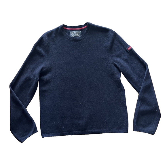 Abercrombie & Fitch Lambs Wool Pullover Crew Neck Blue Sweater Mens XL Y2K - Picture 1 of 9
